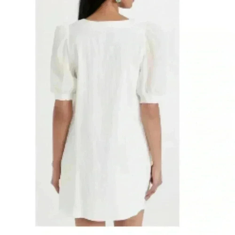 BB Dakota by Steven Madden White Lined Field of Gold Mini Shift Dress Size M - Picture 3 of 10